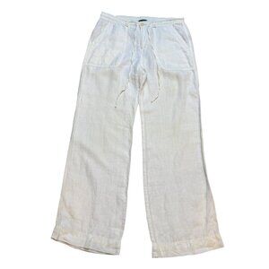 Lauren Ralph Lauren Womens White Linen Wide Leg Pants Size 4